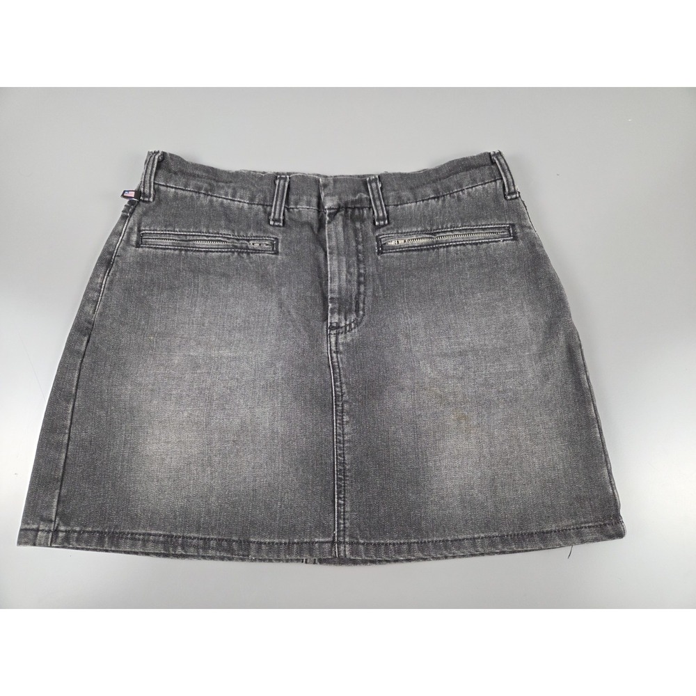 Polo Jeans Co. Black Denim Racer Mini Skirt Sz 8